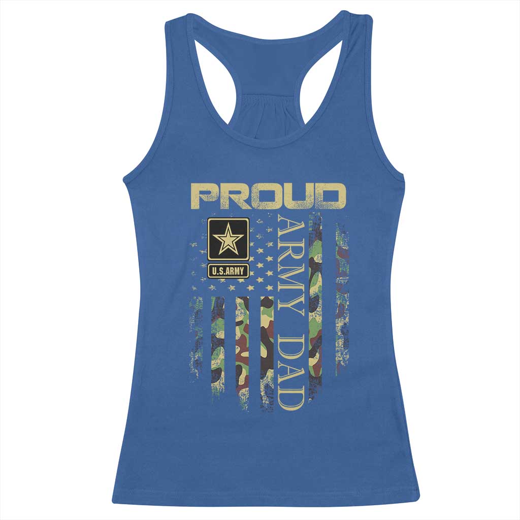 Proud Army Dad Racerback Tank Top Military Father US Army Camo Flag
