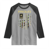 Proud Army Dad Raglan Shirt Military Father US Army Camo Flag