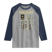 Proud Army Dad Raglan Shirt Military Father US Army Camo Flag