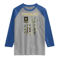 Proud Army Dad Raglan Shirt Military Father US Army Camo Flag