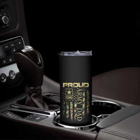 Proud Army Dad Skinny Tumbler Military Father US Army Camo Flag