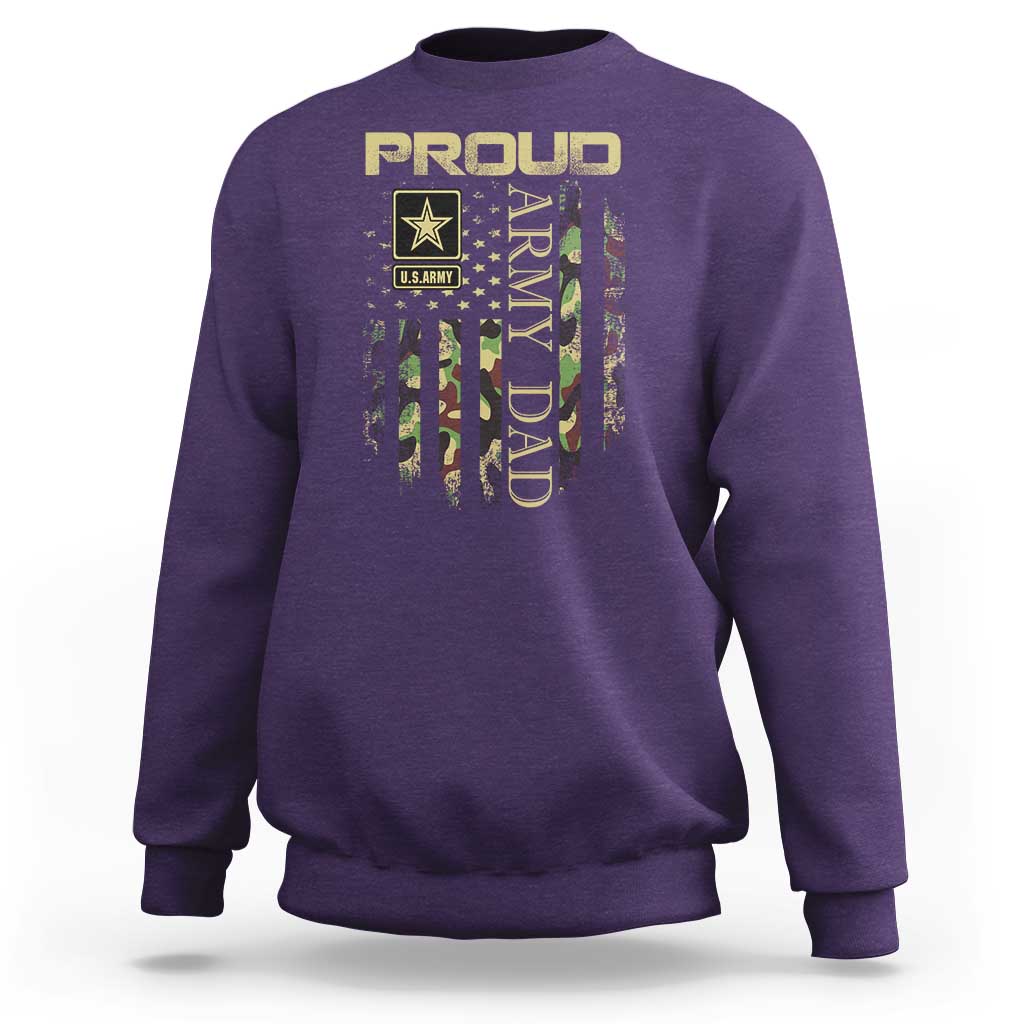 Proud Army Dad Sweatshirt Military Father US Army Camo Flag