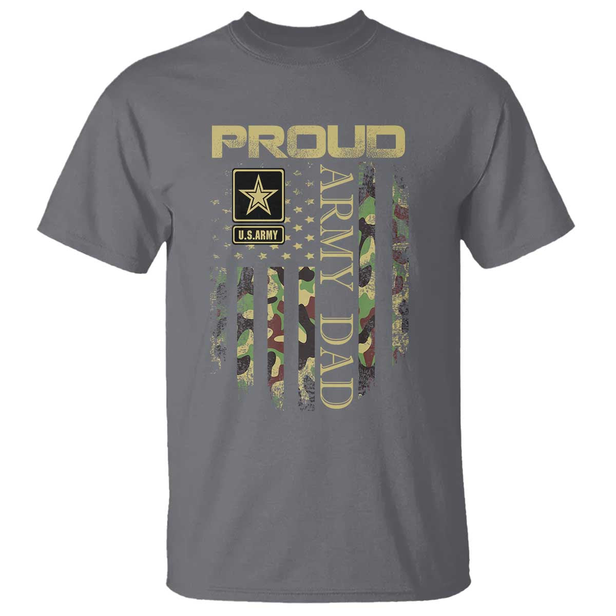 Proud Army Dad T Shirt Military Father US Army Camo Flag