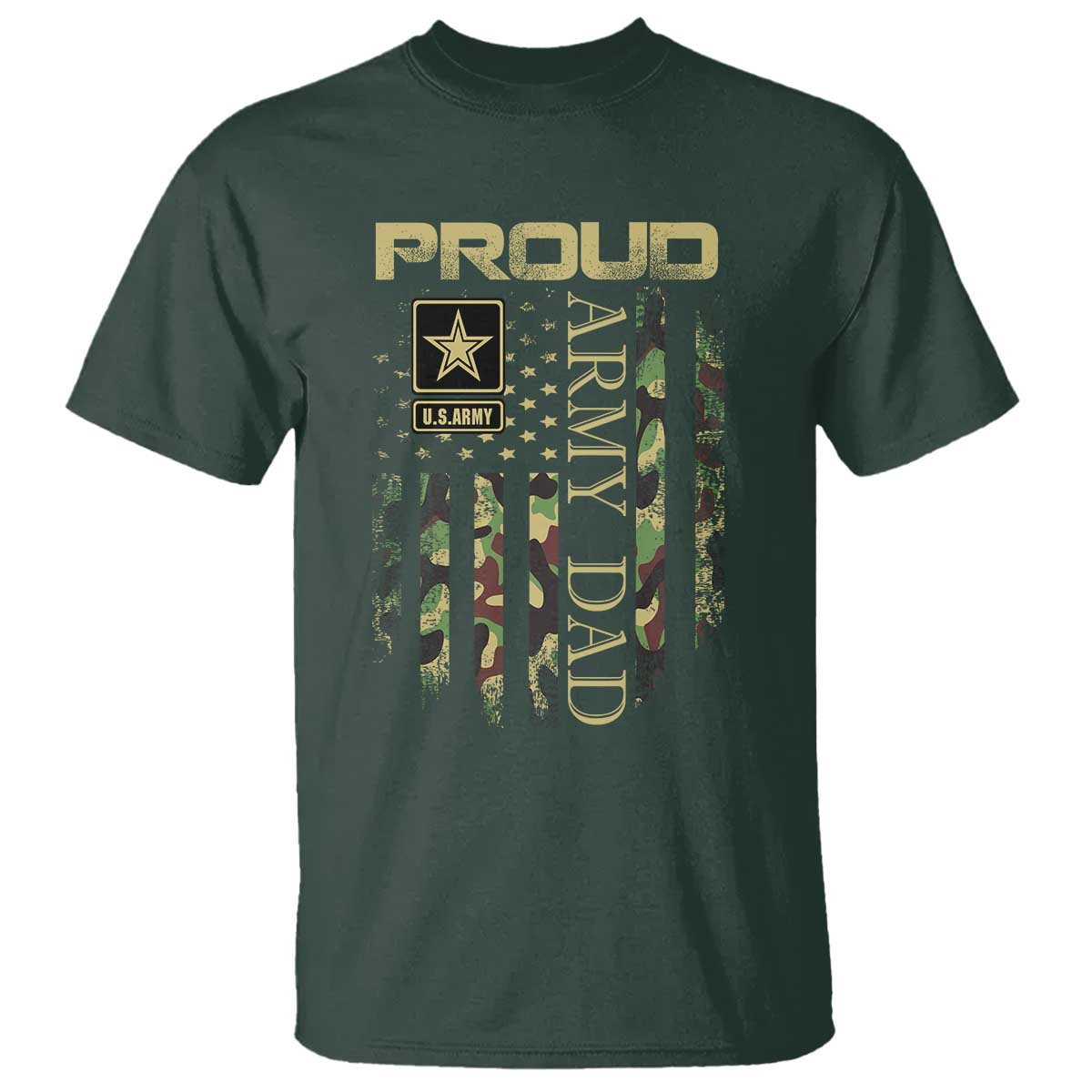Proud Army Dad T Shirt Military Father US Army Camo Flag