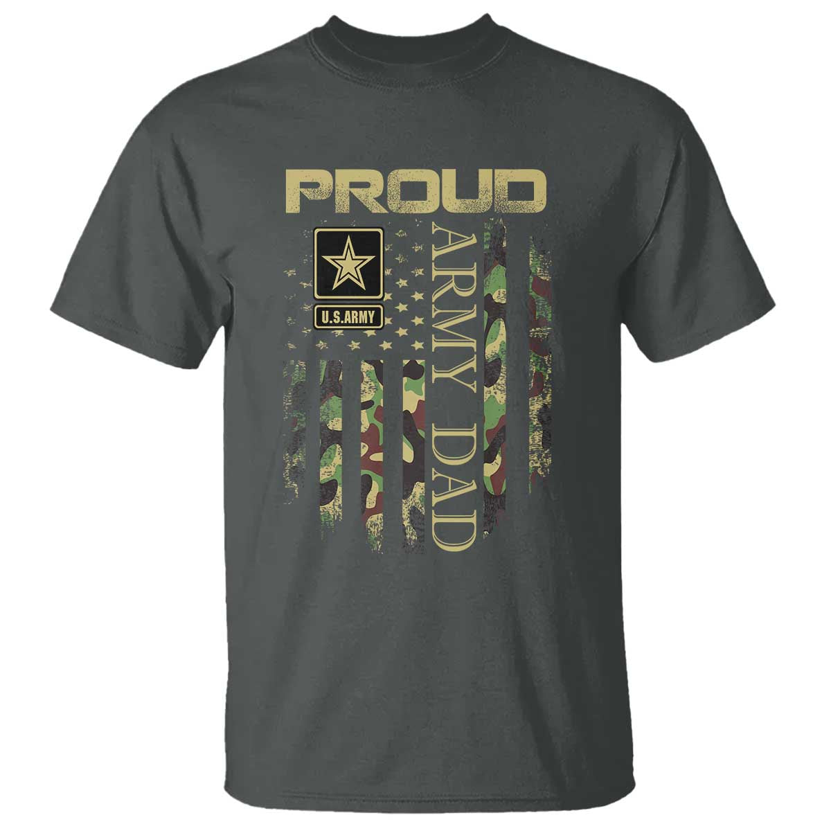 Proud Army Dad T Shirt Military Father US Army Camo Flag