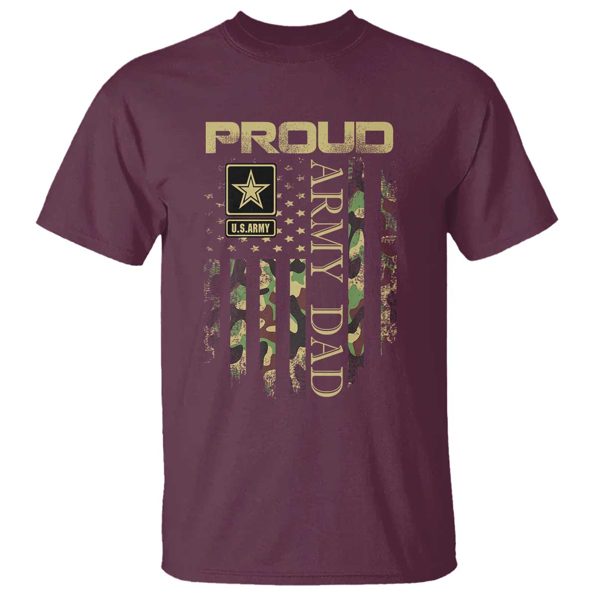 Proud Army Dad T Shirt Military Father US Army Camo Flag
