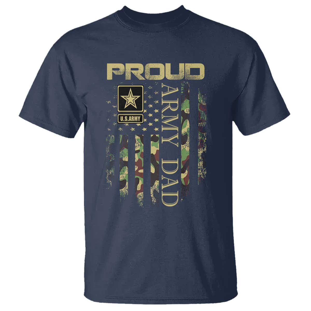 Proud Army Dad T Shirt Military Father US Army Camo Flag