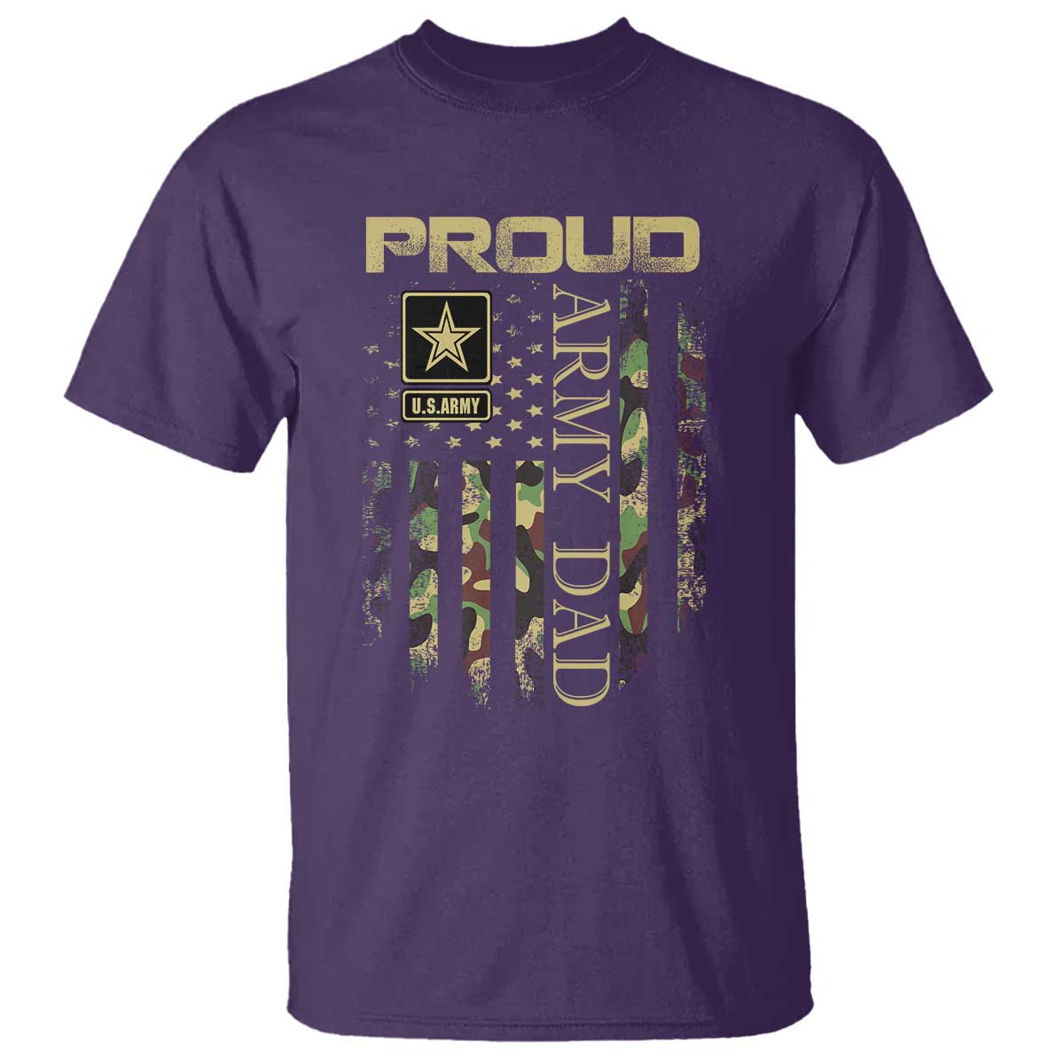 Proud Army Dad T Shirt Military Father US Army Camo Flag