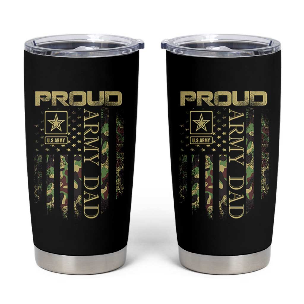 Proud Army Dad Tumbler Cup Military Father US Army Camo Flag