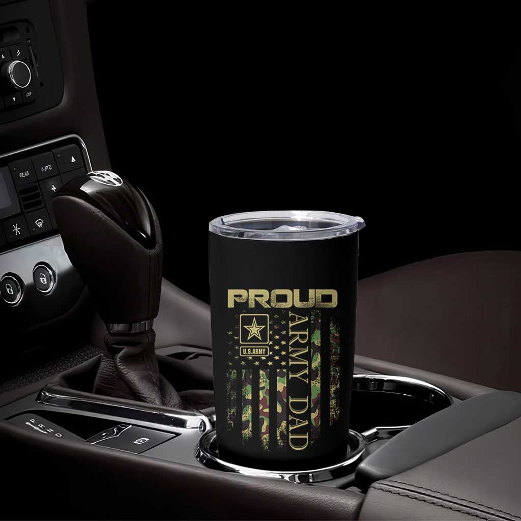 Proud Army Dad Tumbler Cup Military Father US Army Camo Flag