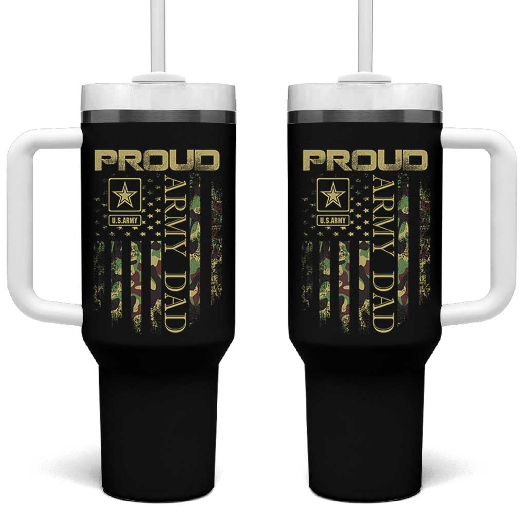Proud Army Dad Tumbler With Handle Military Father US Army Camo Flag
