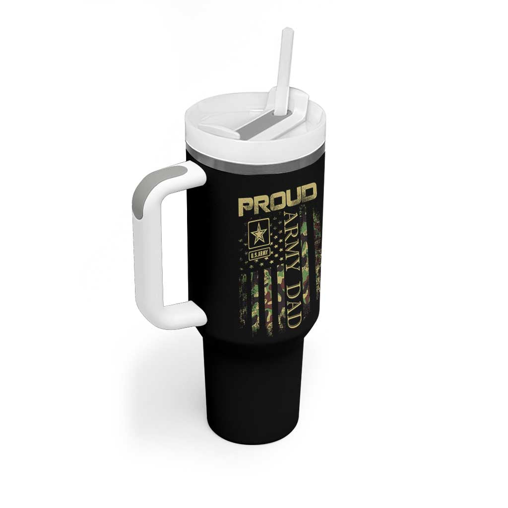 Proud Army Dad Tumbler With Handle Military Father US Army Camo Flag