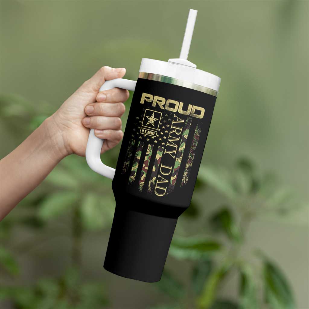Proud Army Dad Tumbler With Handle Military Father US Army Camo Flag