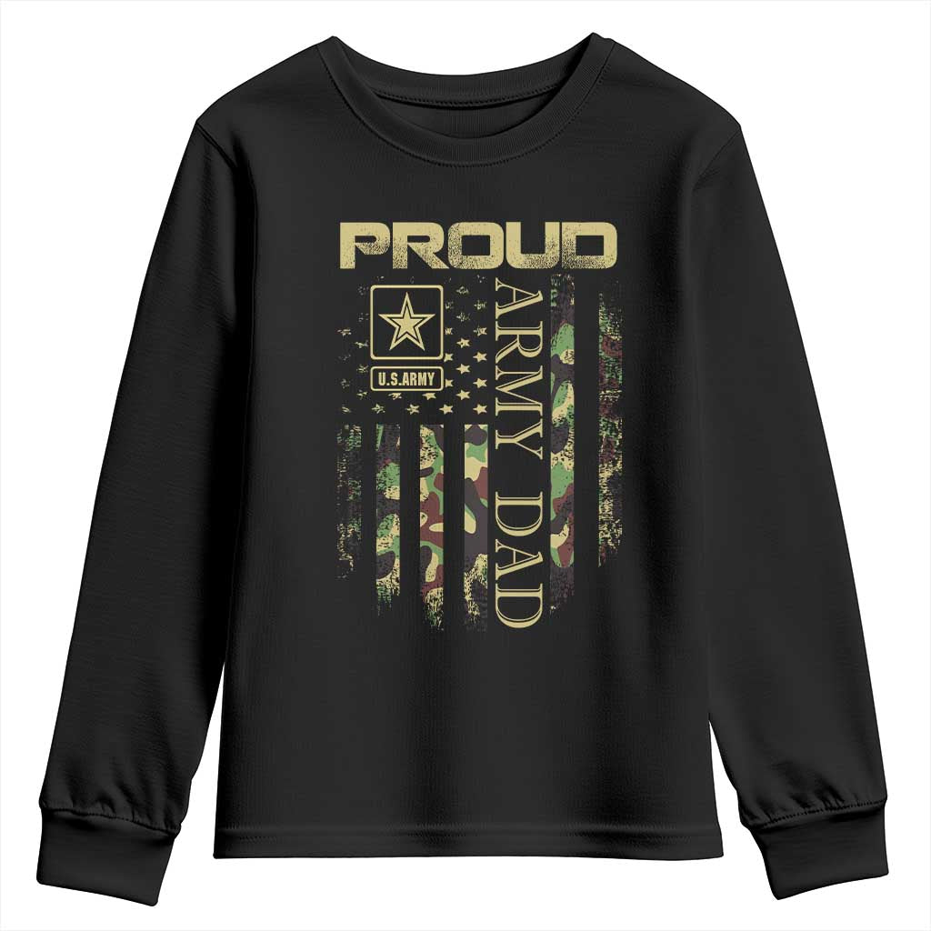 Proud Army Dad Youth Sweatshirt Military Father US Army Camo Flag