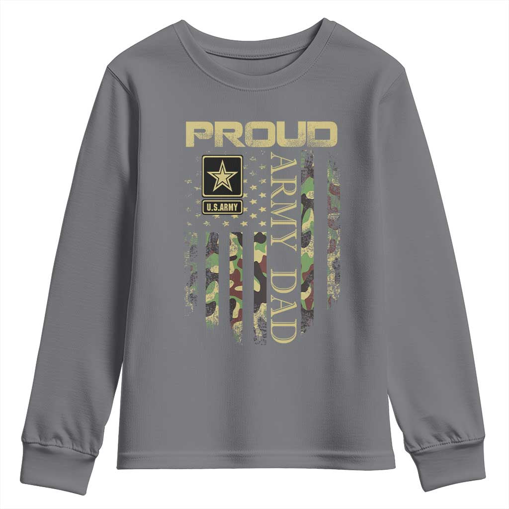 Proud Army Dad Youth Sweatshirt Military Father US Army Camo Flag