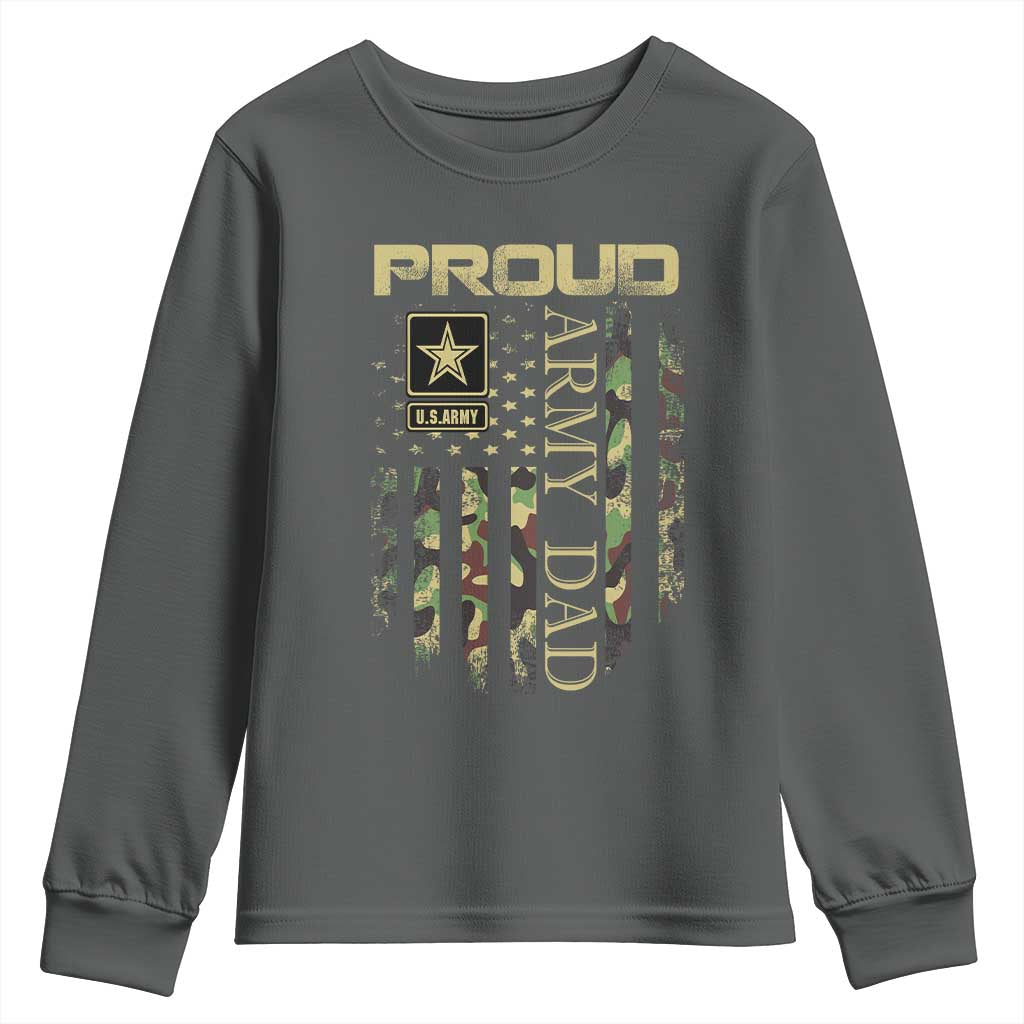 Proud Army Dad Youth Sweatshirt Military Father US Army Camo Flag