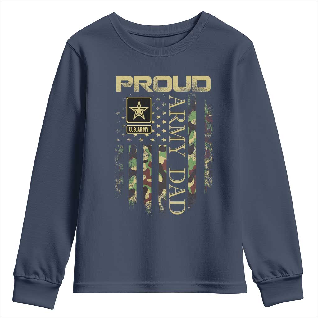 Proud Army Dad Youth Sweatshirt Military Father US Army Camo Flag