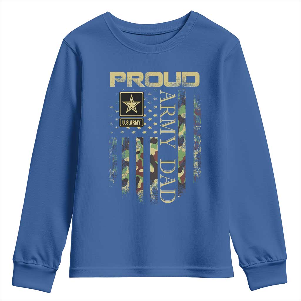 Proud Army Dad Youth Sweatshirt Military Father US Army Camo Flag
