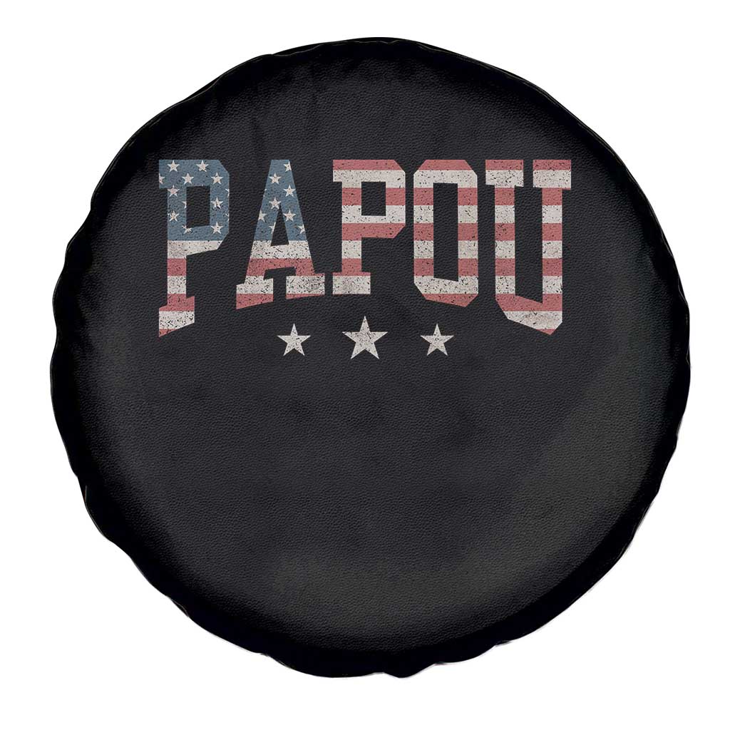Papou Spare Tire Cover New Grandpa Father’s Day USA Flag Patriotic