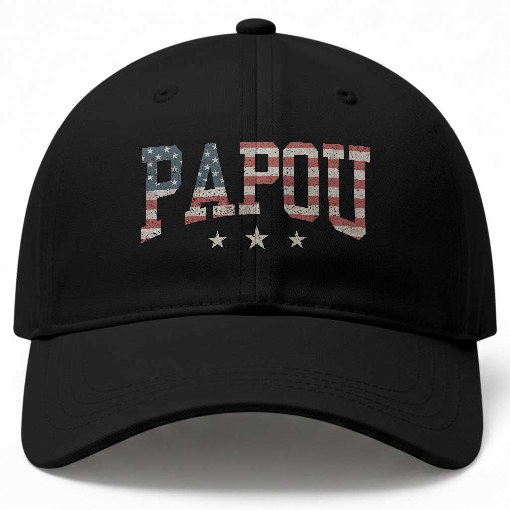 Papou Baseball Cap New Grandpa Father’s Day USA Flag Patriotic