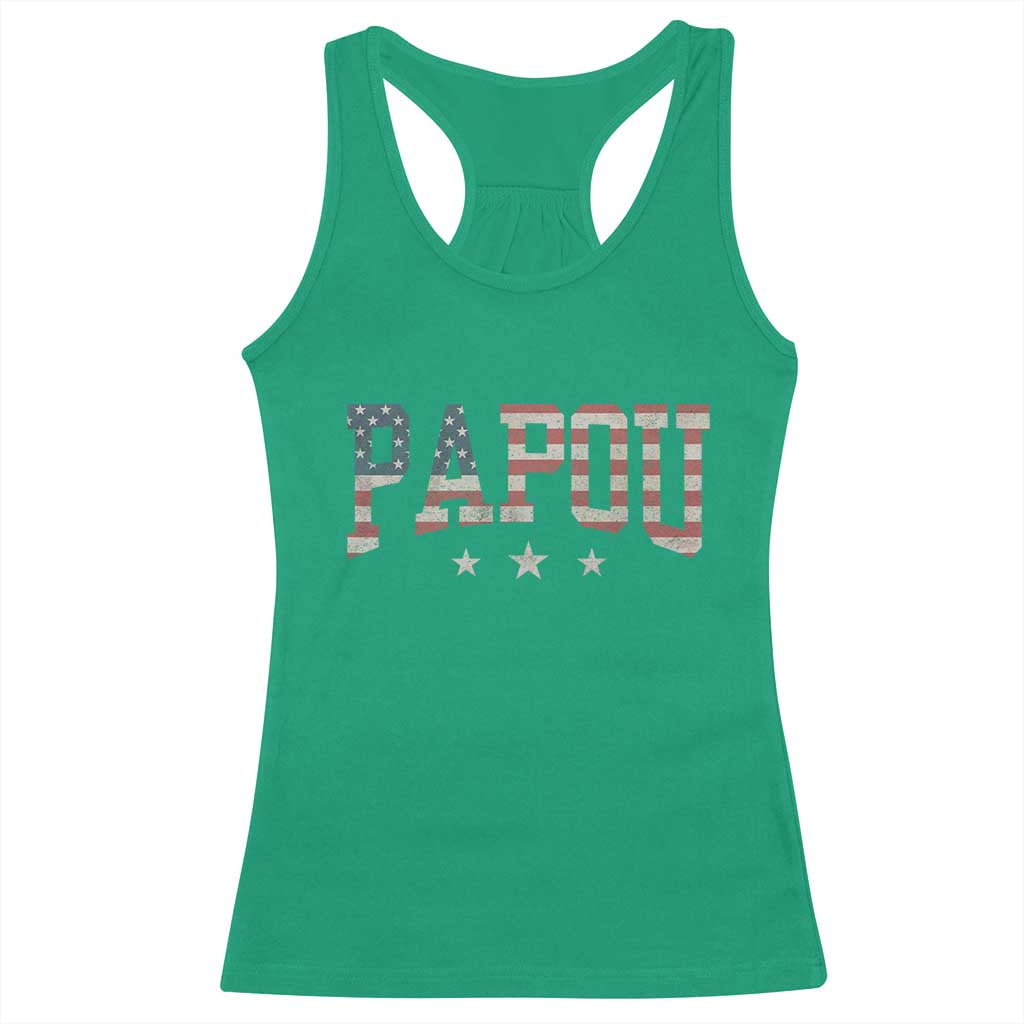 Papou Racerback Tank Top New Grandpa Father’s Day USA Flag Patriotic