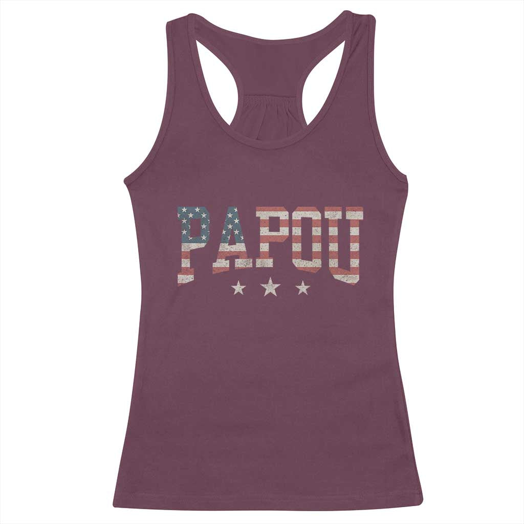 Papou Racerback Tank Top New Grandpa Father’s Day USA Flag Patriotic