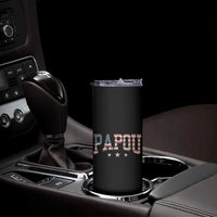 Papou Skinny Tumbler New Grandpa Father’s Day USA Flag Patriotic