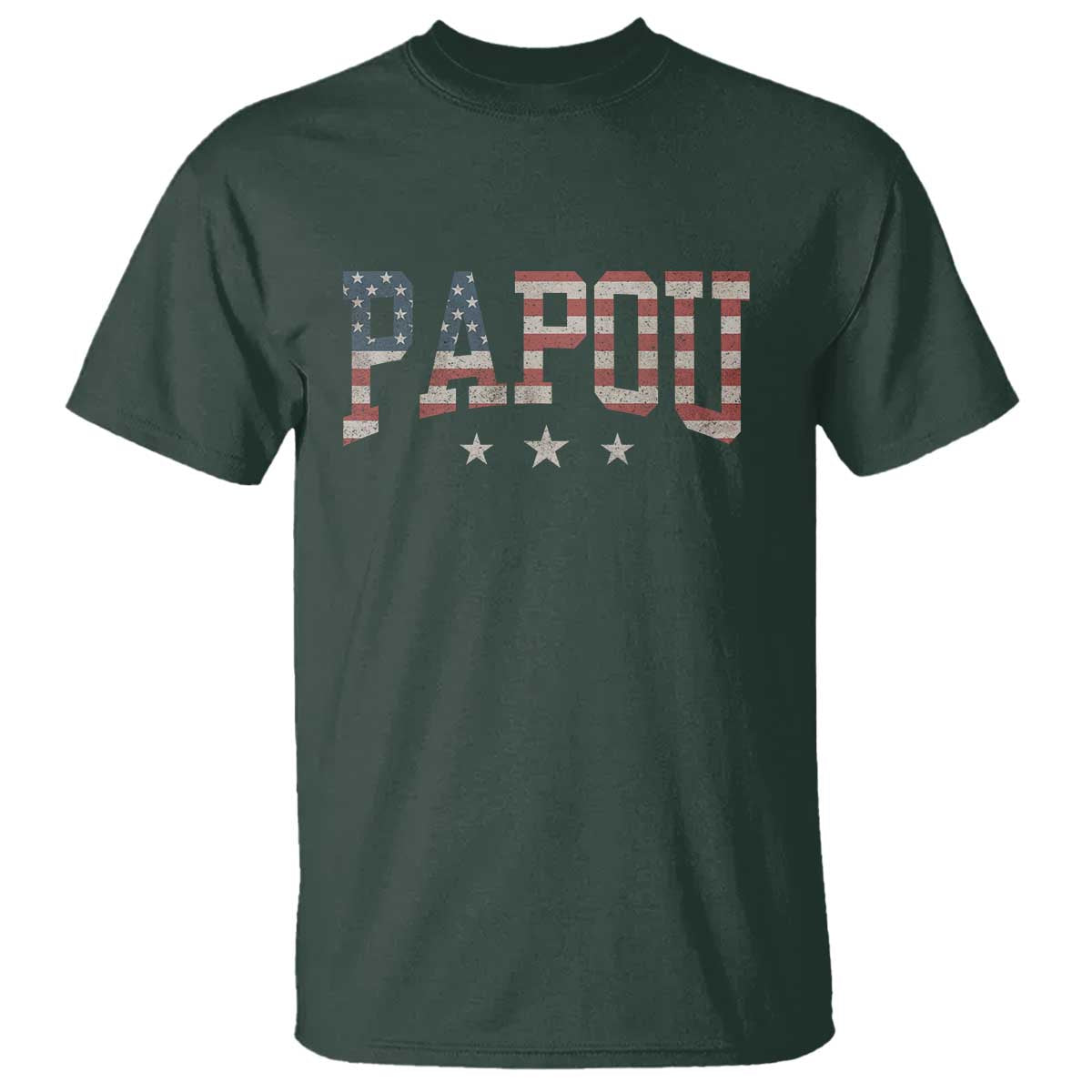 Papou T Shirt New Grandpa Father’s Day USA Flag Patriotic