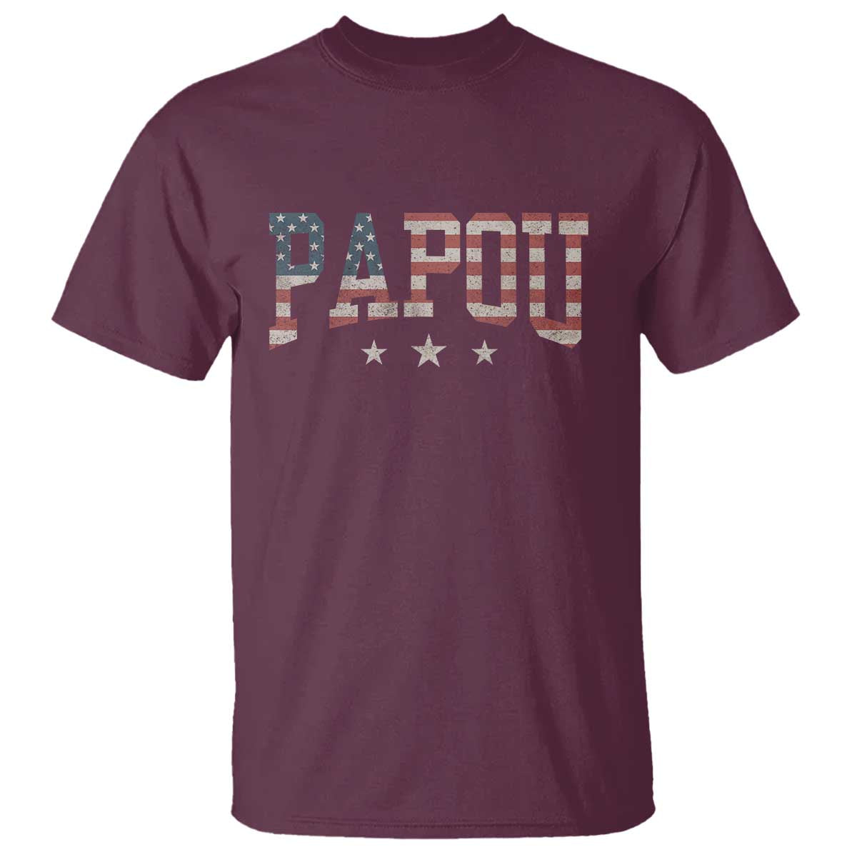 Papou T Shirt New Grandpa Father’s Day USA Flag Patriotic