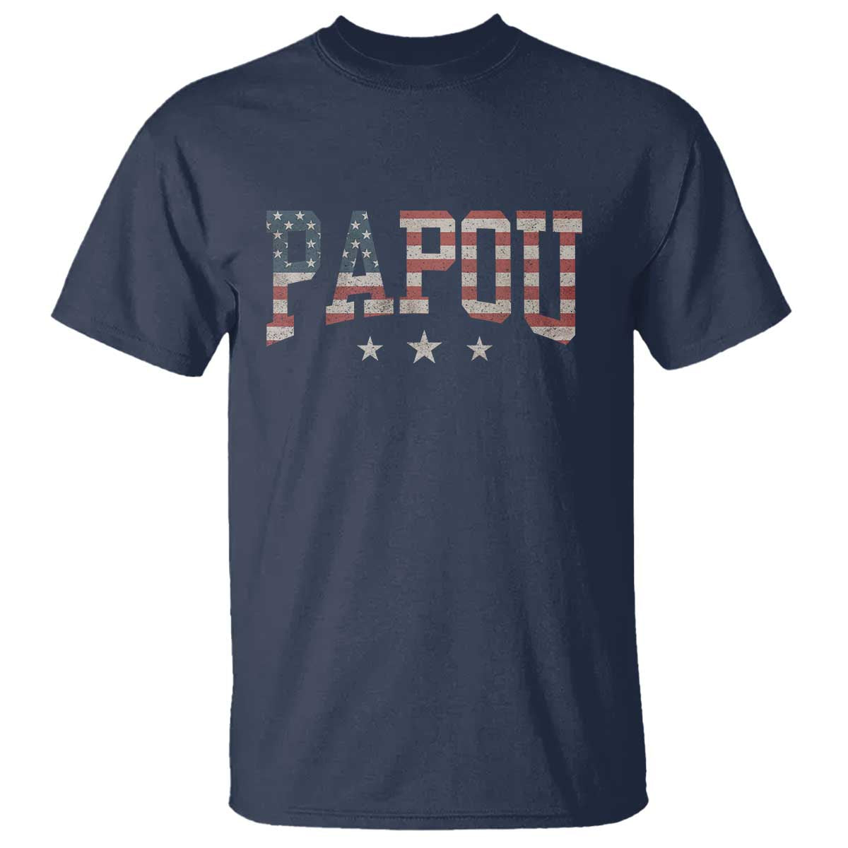 Papou T Shirt New Grandpa Father’s Day USA Flag Patriotic