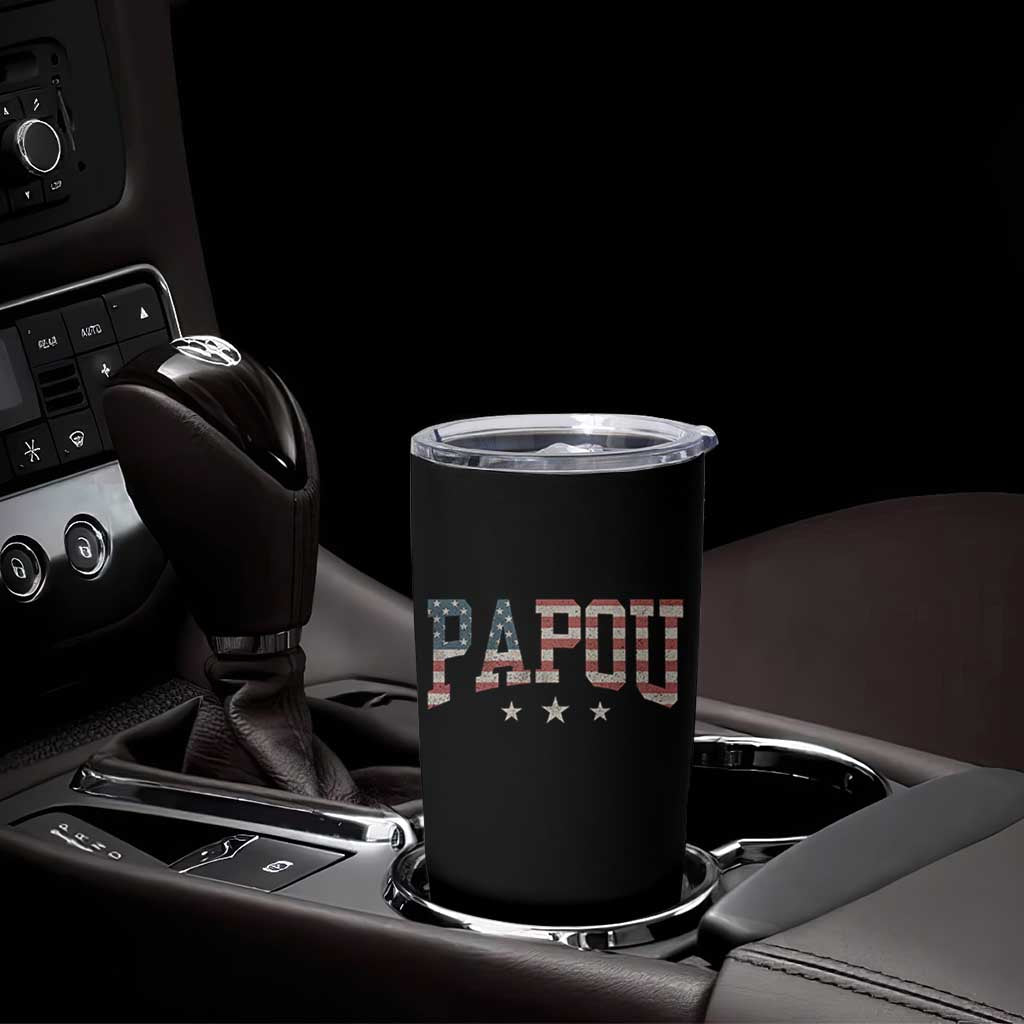 Papou Tumbler Cup New Grandpa Father’s Day USA Flag Patriotic