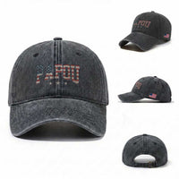 Papou Washed Cotton Baseball Cap New Grandpa Father’s Day USA Flag Patriotic