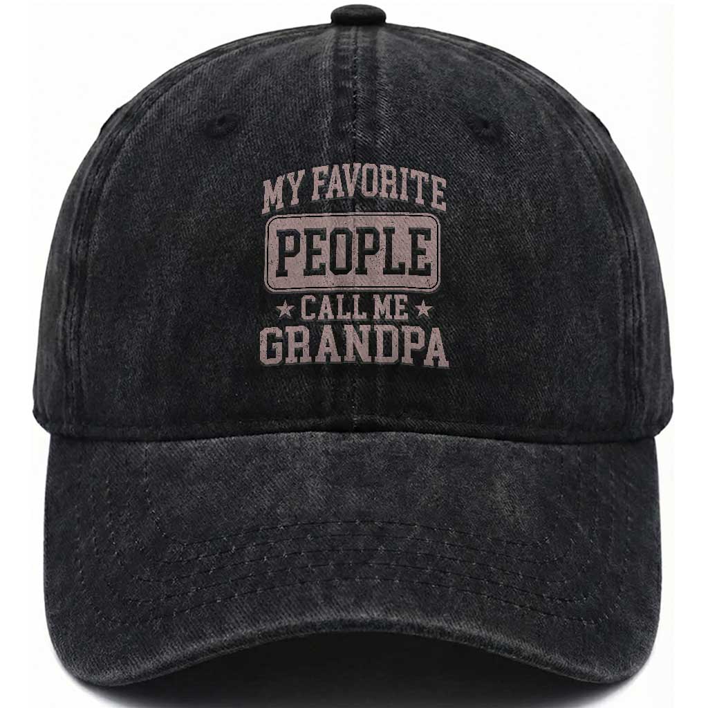 My Favorite People Call Me Grandpa Washed Cotton Baseball Cap Retro Father's Day Grandpa Gift