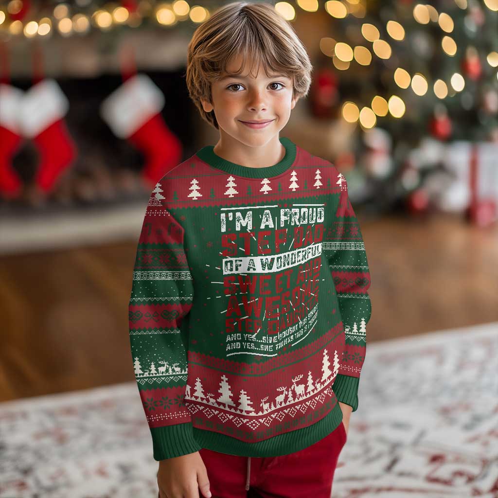 Funny Stepdad Knitted Sweatshirt Step Daughter Bonus Step Dad Fathers Day - Wonder Print Shop