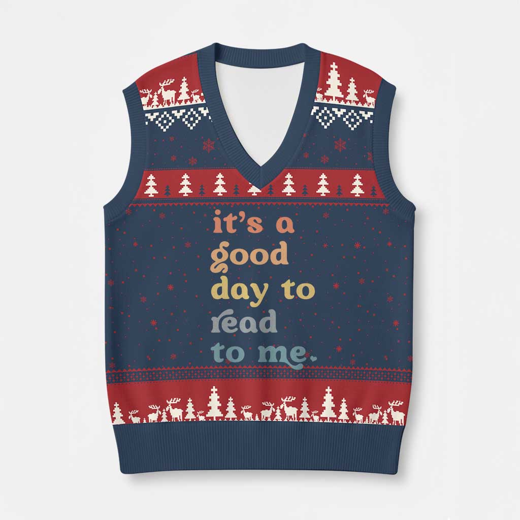 Read To Me V-Neck Knit Sweater Vest Sassy Baby Shower Bookish Little Reader - Wonder Print Shop
