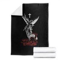 Saint Michael The Archangel Defeating Satan Throw Blanket