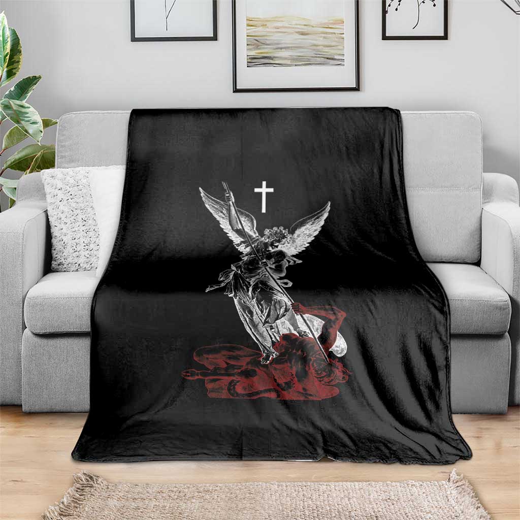 Saint Michael The Archangel Defeating Satan Throw Blanket