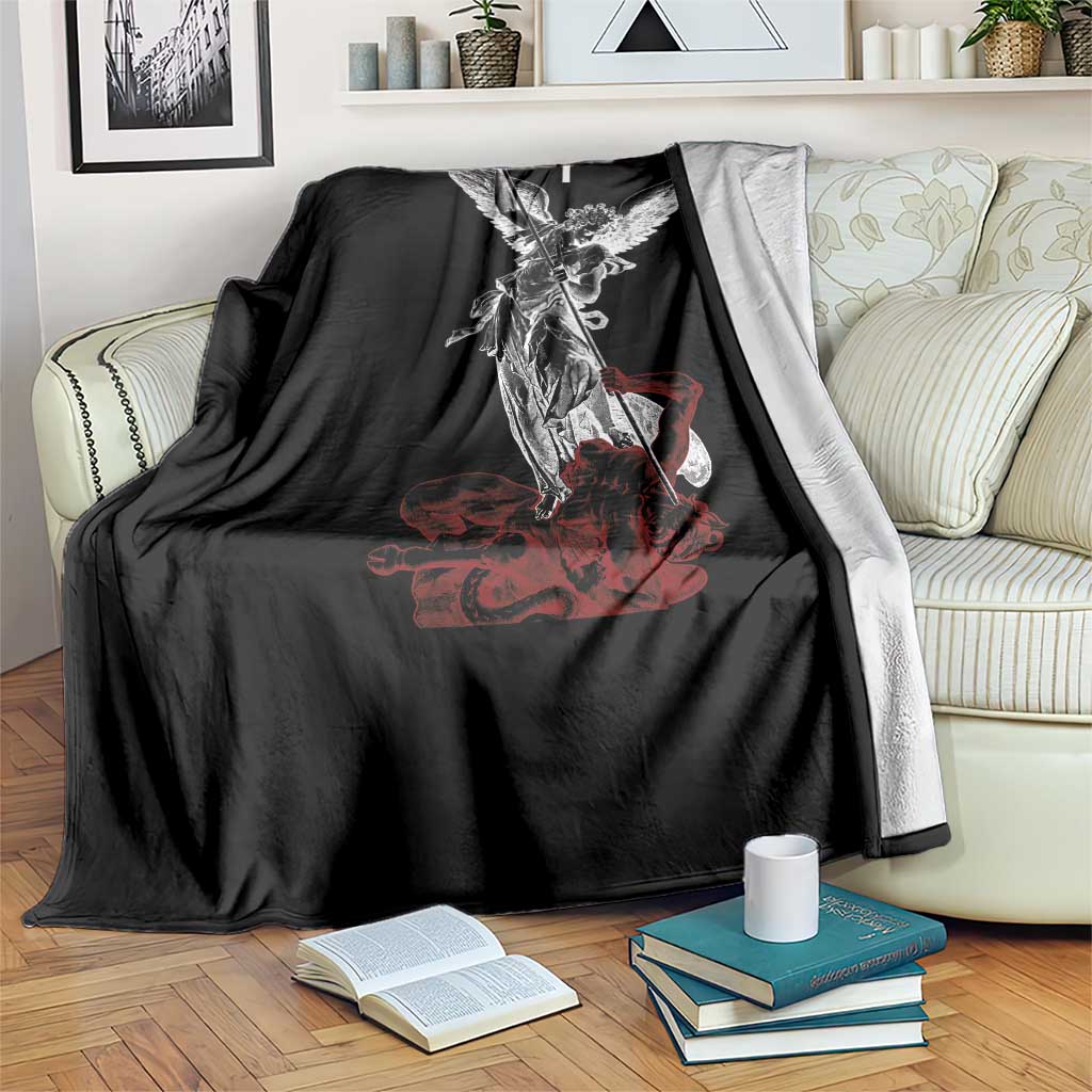Saint Michael The Archangel Defeating Satan Throw Blanket