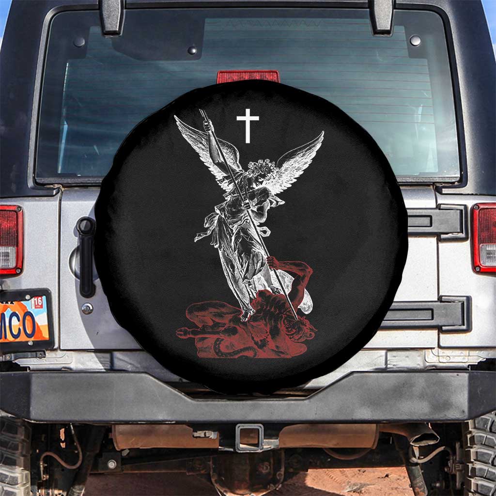 Saint Michael The Archangel Defeating Satan Spare Tire Cover