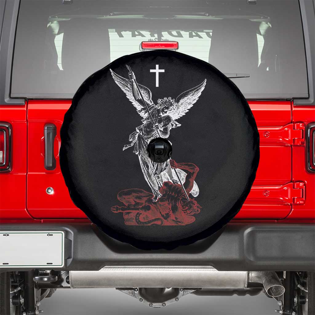 Saint Michael The Archangel Defeating Satan Spare Tire Cover