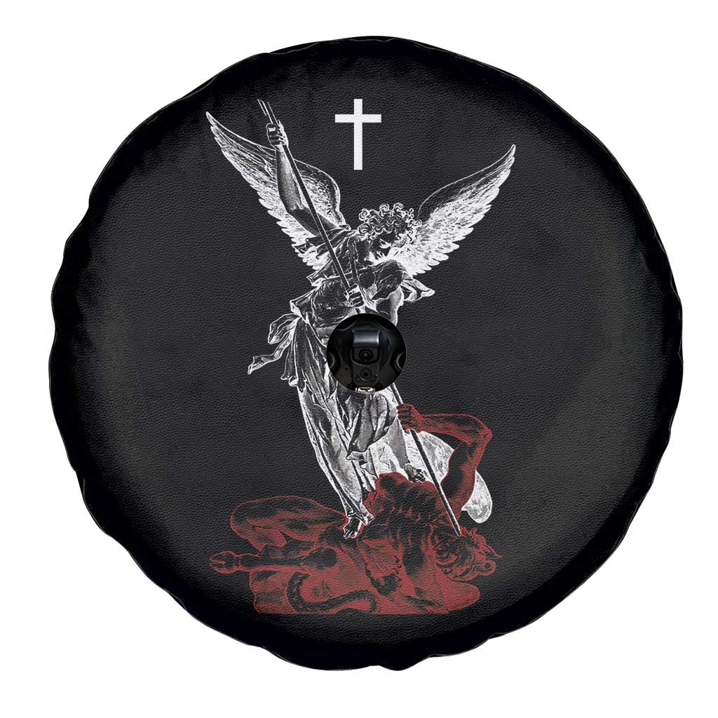 Saint Michael The Archangel Defeating Satan Spare Tire Cover