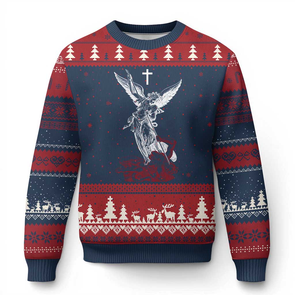 Saint Michael The Archangel Defeating Satan Ugly Christmas Sweater