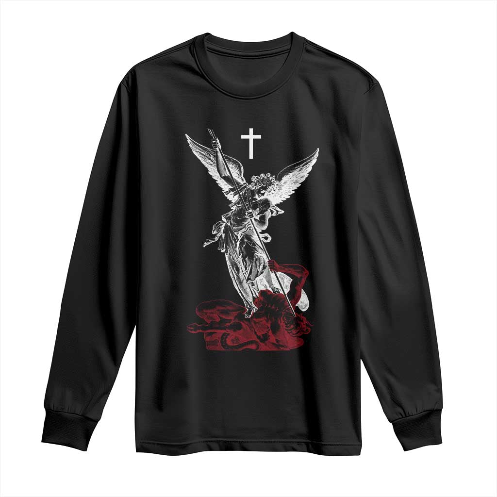 Saint Michael The Archangel Defeating Satan Long Sleeve Shirt