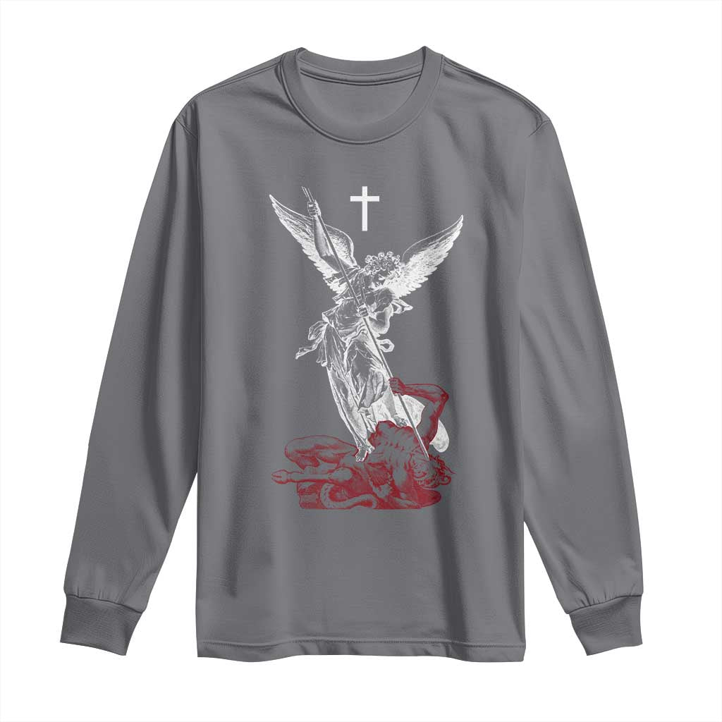 Saint Michael The Archangel Defeating Satan Long Sleeve Shirt