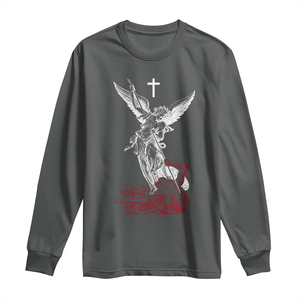 Saint Michael The Archangel Defeating Satan Long Sleeve Shirt