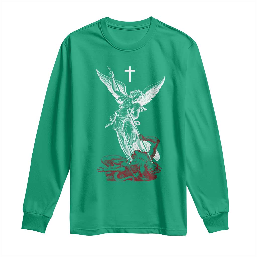Saint Michael The Archangel Defeating Satan Long Sleeve Shirt