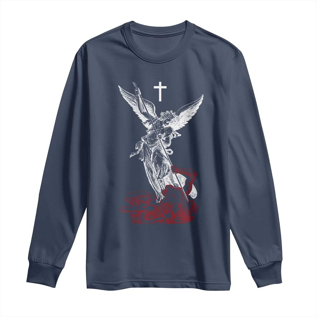 Saint Michael The Archangel Defeating Satan Long Sleeve Shirt