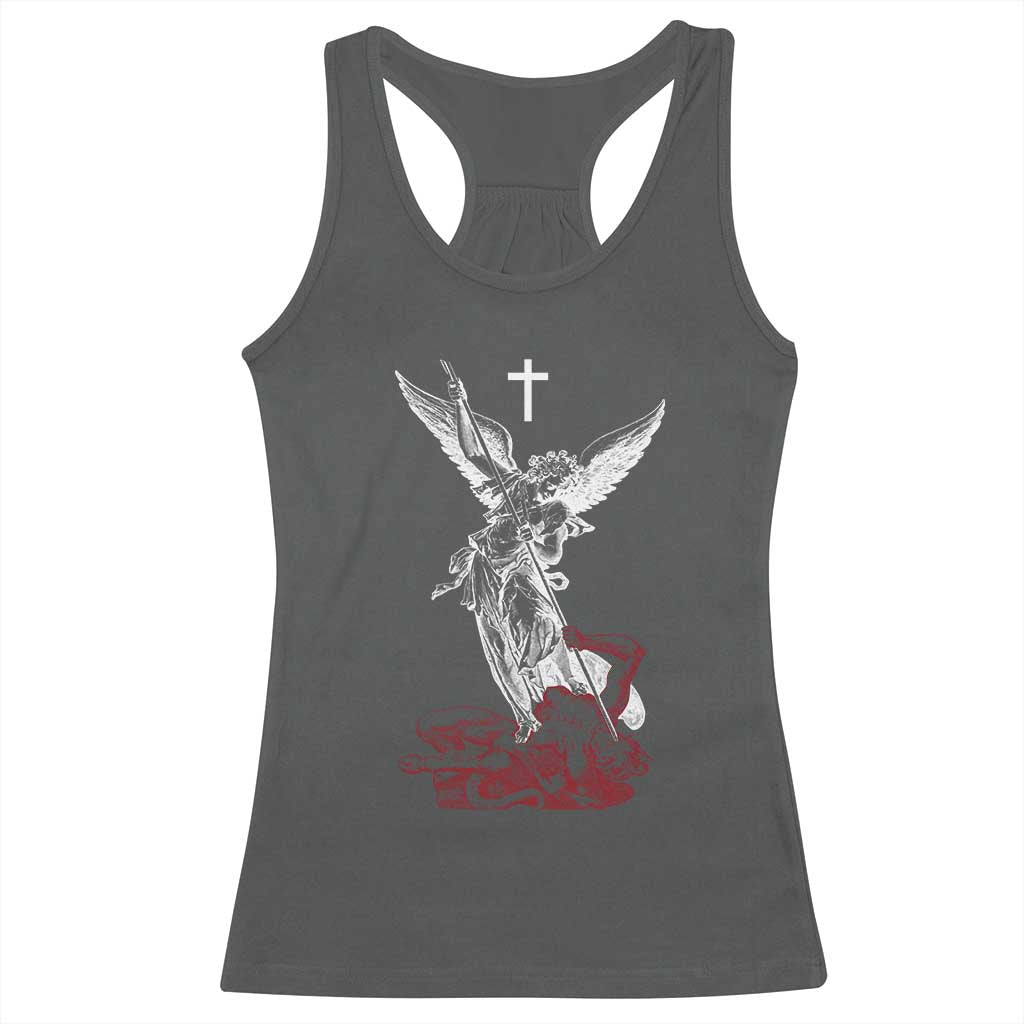 Saint Michael The Archangel Defeating Satan Racerback Tank Top