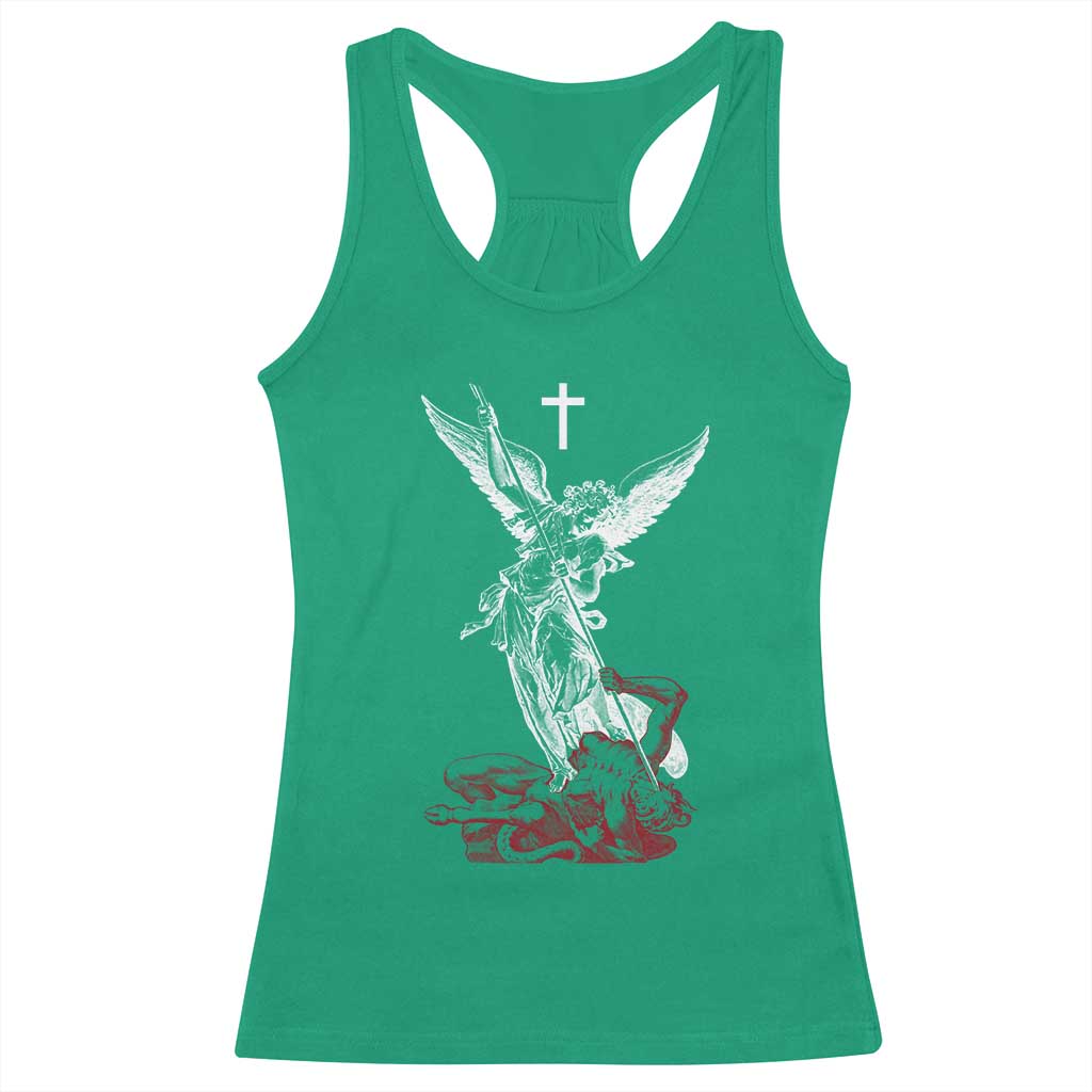 Saint Michael The Archangel Defeating Satan Racerback Tank Top