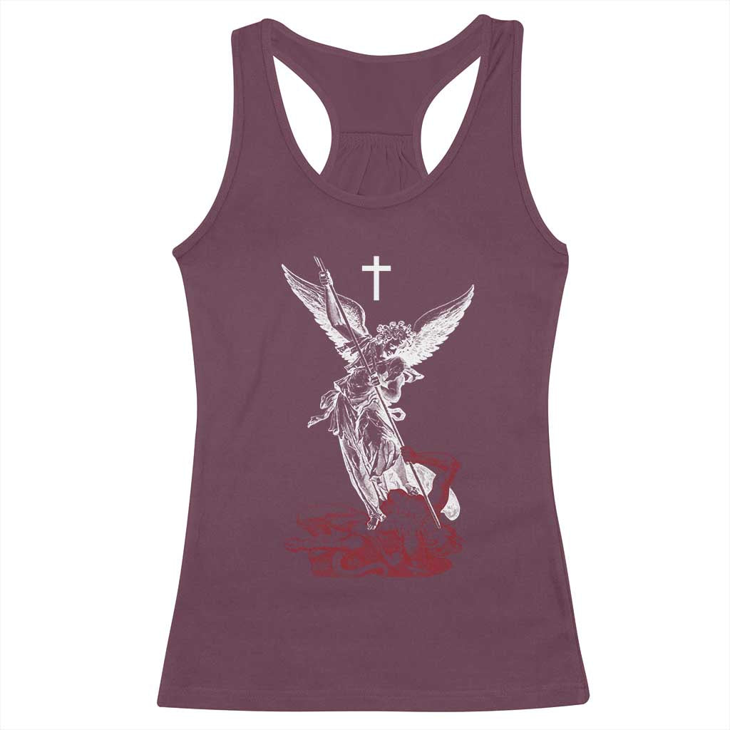 Saint Michael The Archangel Defeating Satan Racerback Tank Top